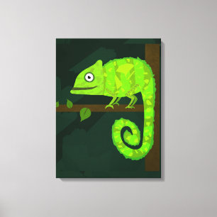 Toile Caméléon mignon vert