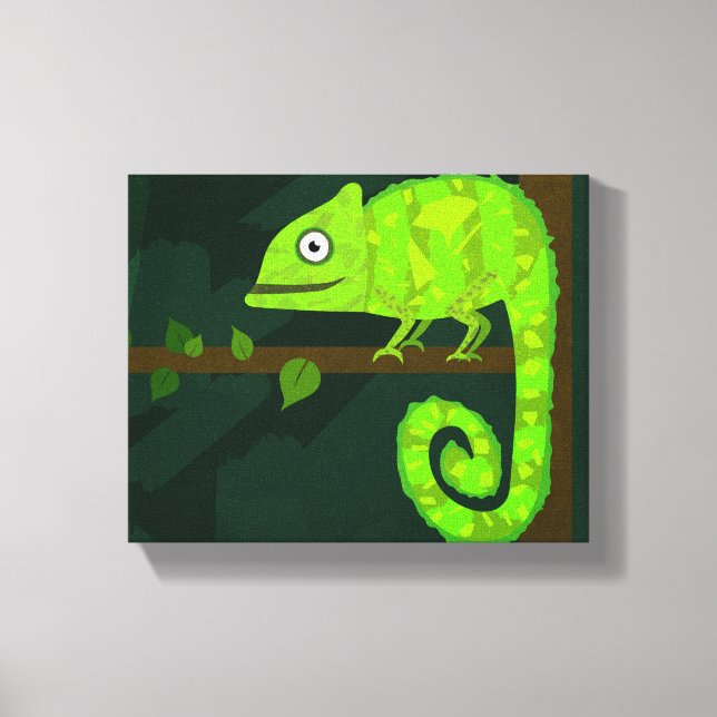 Toile Caméléon mignon vert (Recto)