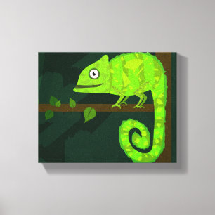 Toile Caméléon vert mignon