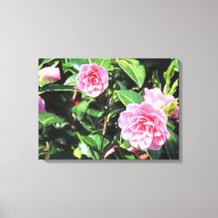Toile Camellias rose Peinture numérique Peinture murale