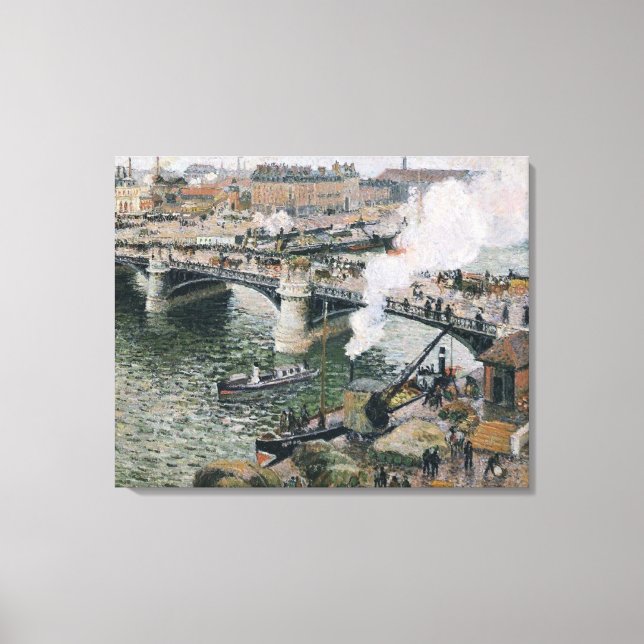 Toile Camille Pissarro Pont Boieldieu à Rouen Peinture (Recto)
