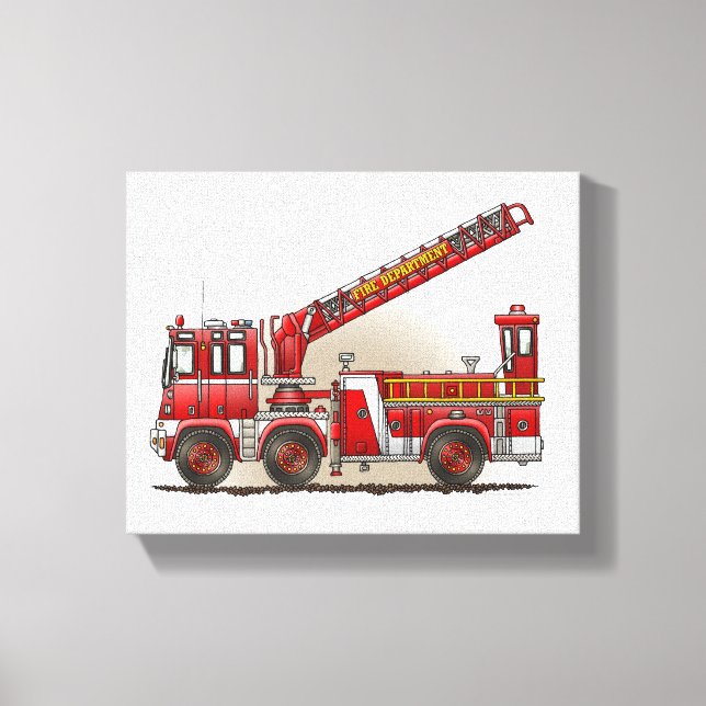 Toile Camion d'incendie à crochet et à échelle (Recto)