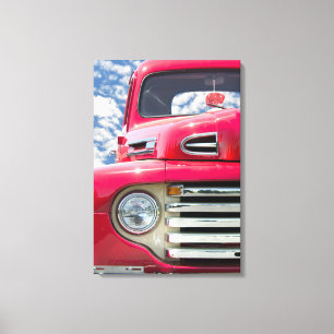 Toile Camion rouge vintage avec dés flous