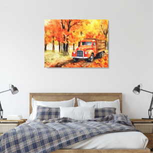 Toile Camion Vintage Orange à l'automne 32x24