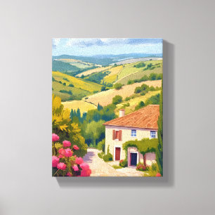 Toile Campagne italienne Voyage aquarelle vignoble