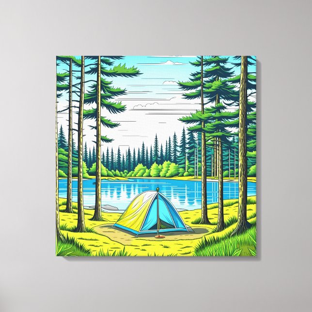 Toile Camping Tente à thème dans les bois (Recto)