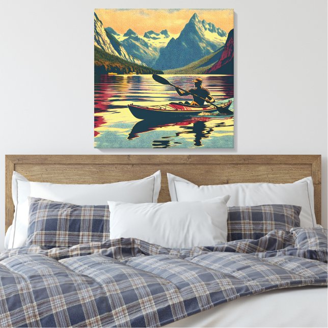 Toile Camping vintage Homme Kayak (Insitu(Chambre))