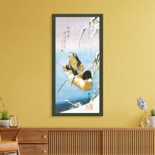 Toile Canard sauvage Nage neige Laden Reeds par Hiroshig