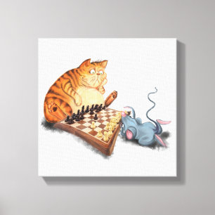 Toile Canvas amusant Imprimer Chat et Souris Jouer aux é