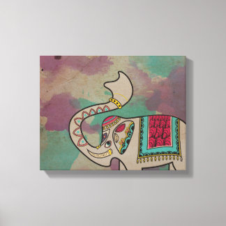 Toile Canvas d'aquarelle indienne pour éléphants Imprime