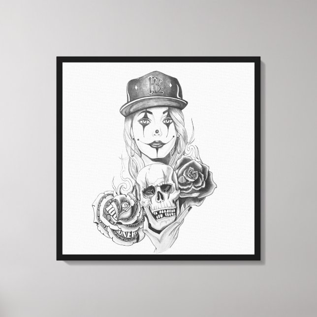 Toile Canvas d'art Chicano Imprimer noir et blanc (Recto)