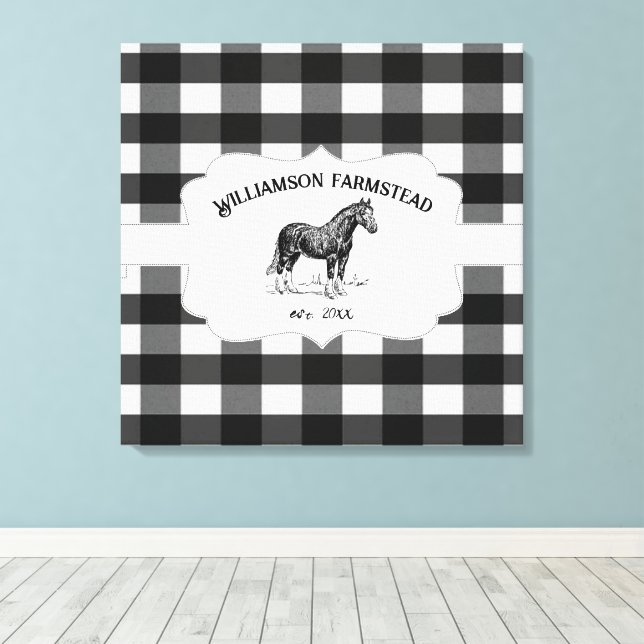 Toile Canvas de Cheval de ferme à Buffalo noir Imprimer (Insitu (Plancher de Bois))