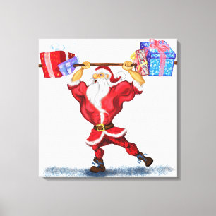 Toile Canvas de Noël Imprimer Bodybuilder Père Noël avec