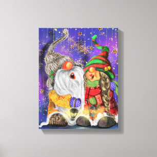 Toile Canvas de Noël Imprimer Cadeau avec Gnomes heureux