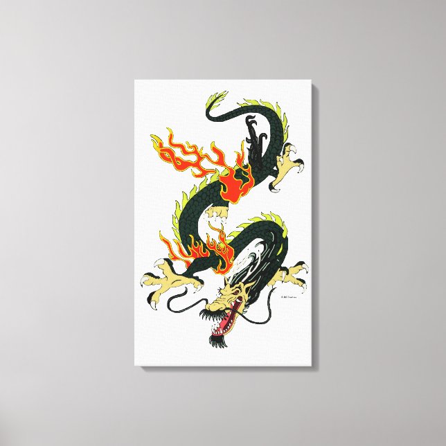 Toile Canvas dragon chinois noir (Recto)
