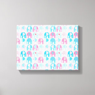 Toile Canvas Print - Pink Elephants