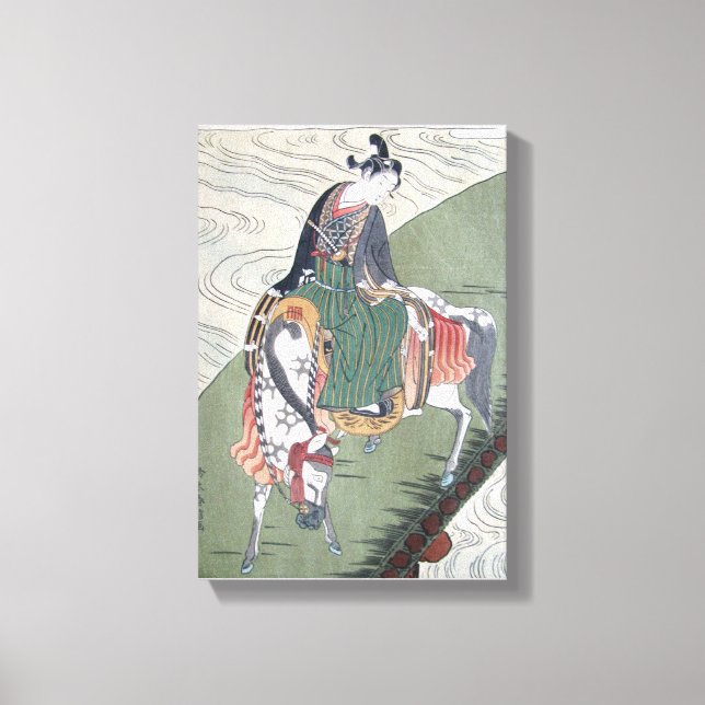 Toile Canvas Samurai à cheval Bois japonais Imprimer (Recto)