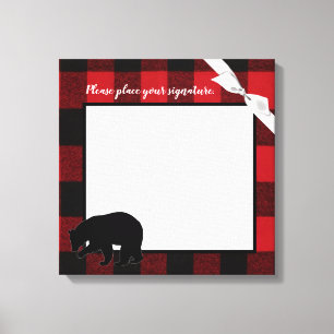 Toile Canvas Signature 20"x20" Ours rouge Buffalo plaqué