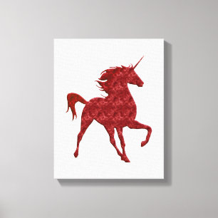 Toile Canvas Unicorne magique rouge Imprimer