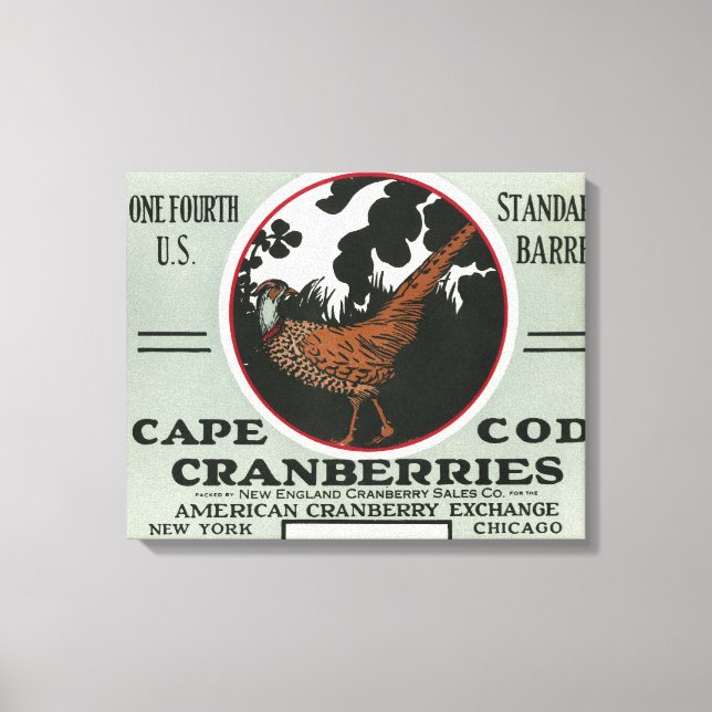 Toile Cape Cod Pheasant Marque Cranberry Étiquette (Recto)