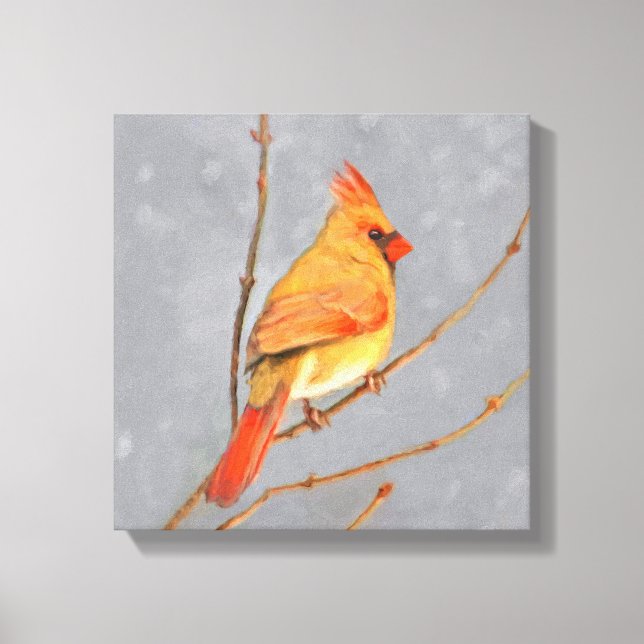 Toile Cardinal sur la peinture de branche - Art original (Recto)
