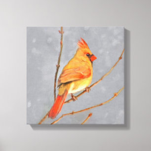 Toile Cardinal sur une branche - Peinture originale d'oi