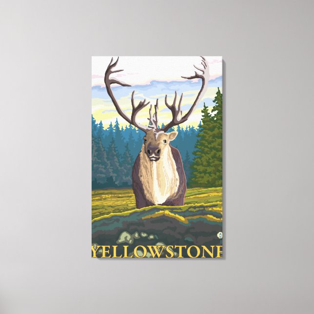 Toile Caribou en pleine nature - Yellowstone National (Recto)