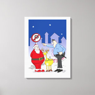 Toile Caricature amusante d'un policier de Père Noël