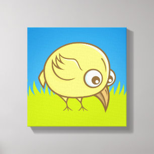 Toile Caricature d'oiseau jaune