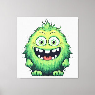 Toile Caricature du Monstre Vert et souriant