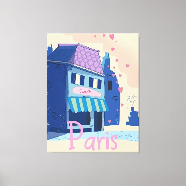 Toile Caricature vintage de Paris Street (Recto)