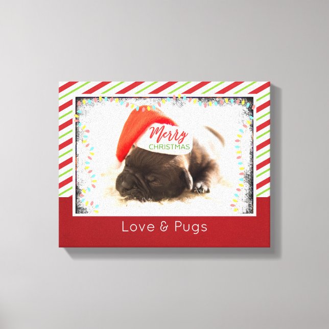 Toile Carlin de Noël à Santa Hat avec lumières de Noël (Recto)