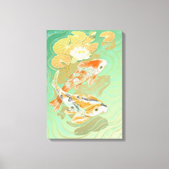 Toile Carpe Koi Poisson Eau Lily Pond Canvas (Recto)