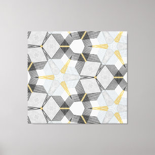 Toile Carré hexagone coloré : kaléidoscope géométrique.