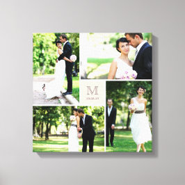 Toile Carré rose Grille Monogramme Mariage 4 Photo Colla