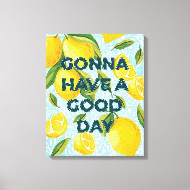 Toile Carreaux citron "Gonna have a Good Day" personnali (Recto)