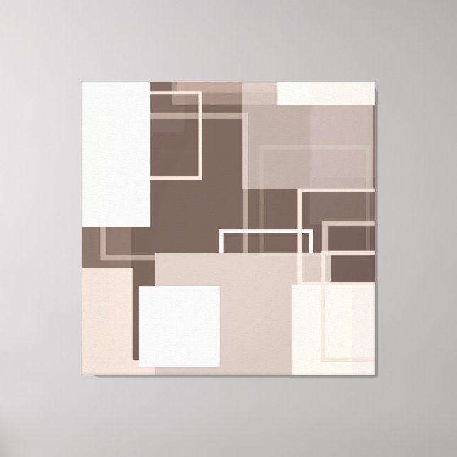 Toile Carrés géométriques - Chocolat et crème (Recto)