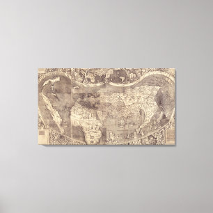 Toile Carte 1507 du monde de Martin Waldseemuller