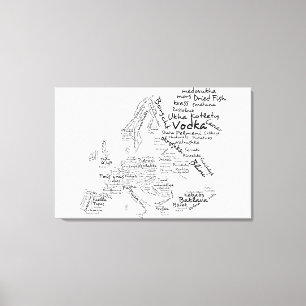 Toile Carte alimentaire de l'Europe - Blanc