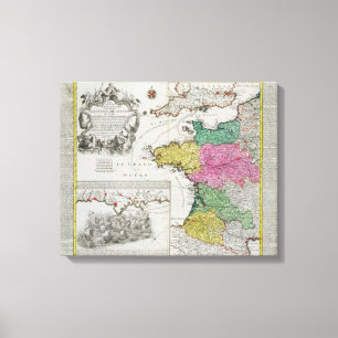 Toile Carte allemande montrant des attaques navales