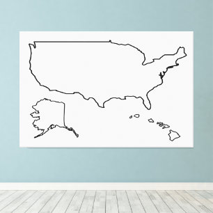 Toile Carte américaine - Plan blanc Outline 60x40 pouces