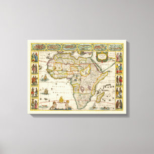 Toile Carte antique de l'Afrique par Hondius et Jansson