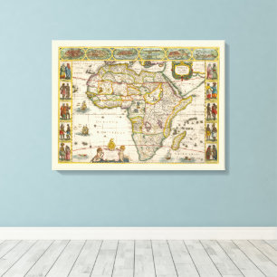 Toile Carte antique de l'Afrique par Hondius et Jansson