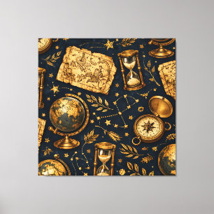 Toile Carte céleste vintage et motif d'astronomie