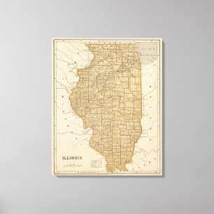 Toile Carte d'atlas de l'Illinois