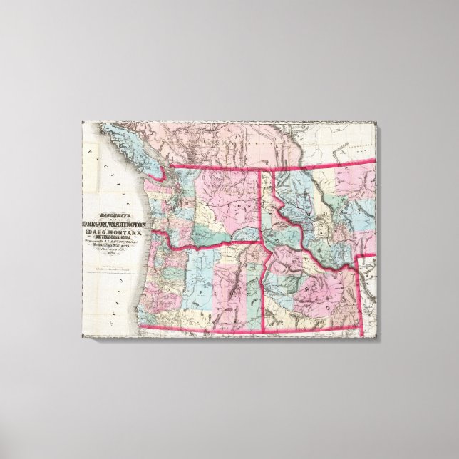 Toile Carte de Bancroft de Oregon, Washington, Idaho (Recto)