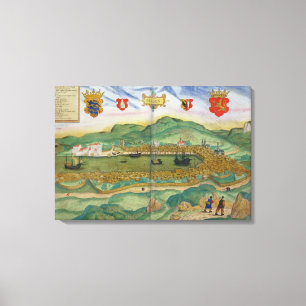 Toile Carte de Bergen, de 'Civitates Orbis Terrarum' par