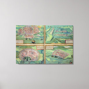 Toile Carte de Calais, de Malte, de Rhodes, et de