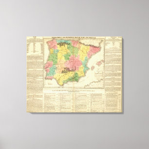 Toile Carte de chronologie de l'Espagne et du Portugal