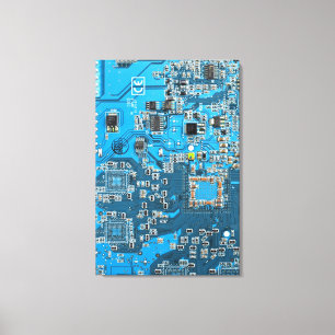 Toile Carte de circuit Geek d'ordinateur bleu